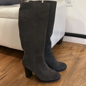 Grey suede knee high boots. New. Wore to Dinner once.